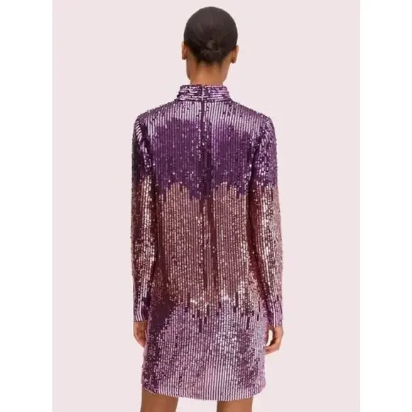 B55 Kate Spade Sequin Mini Dress Women 4 Shift Ombre Sparkly Mardi Gras Y2K Glam